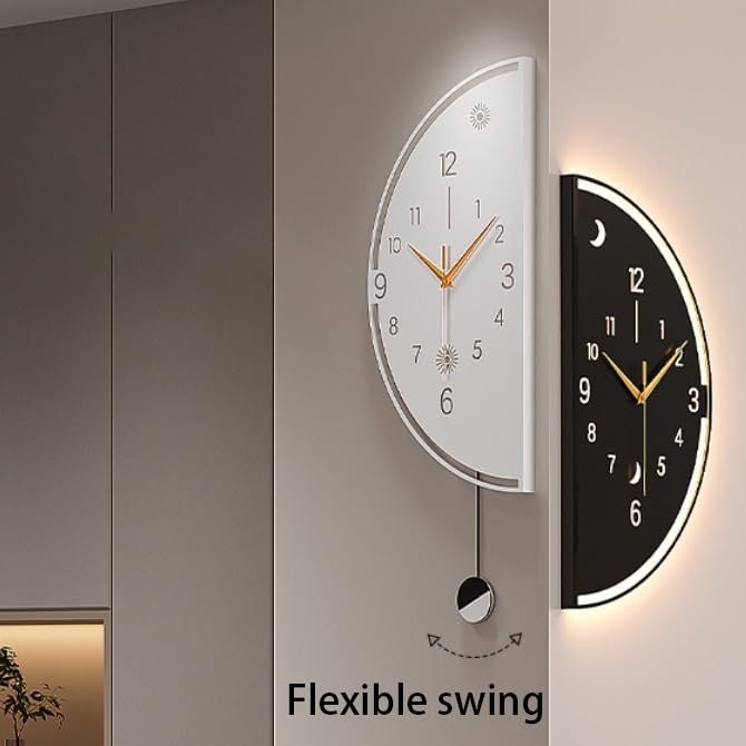 Vnook Reloj de Pared Moderno de Doble Cara, Decorativo a Pilas for Sala de Estar, con luz, for Esquinas de Pared.