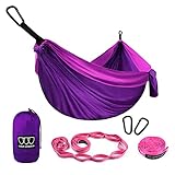 Gold Armour Camping Hammock - Extra Large Double Parachute Hammock USA Based Brand Lightweight Nylon Adults Teens Kids, Camping Accessories Gear (Purple and Fuchsia)