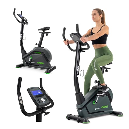 HOP-Sport® Vélo d’Appartement électromagnétique HS-120H Argo, Roue d’inertie 10 kg, Support pour Tablette, 32 Niveaux de Résistance, Guidon et Selle...
