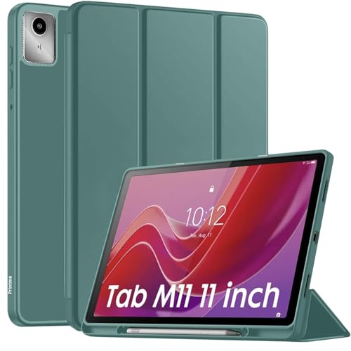 Image of Printme Smart Case for Lenovo Tab M11 /Tab K11 LTE 11 inch 2024 TB330FU with Pen Holder, Slim Stand Trifold Hard Shell Protective Tablet Cover, Support Auto Wake /Sleep (Green)