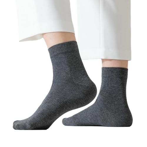 chanstore 10 pares de calcetines desechables para hombre, casuales, cómodos, para viajes de negocios, duraderos, para uso diario, Calcetines de tubo medio [gris oscuro plano], Pull-out pack (black bag