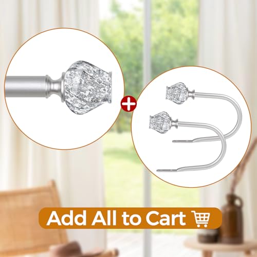 Hotozon HT-130190112-USF1 2 Pack Decorative Curtain Holdbacks, Window Drapery Tiebacks Wall Mounted With Twisted Translucent Finials, Silver Window Hooks thumb #8