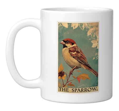 Sparrow Tarot Card Sparrows Sparrow Ceramic Mug, White