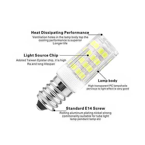 MZMing 4 Stück E14 LED Birne 4W für Dunstabzugshaube Led Kaltweiß Birne 6000K Led Kühlschrank Nicht Dimmbar Leuchtmittel… – Bild 7