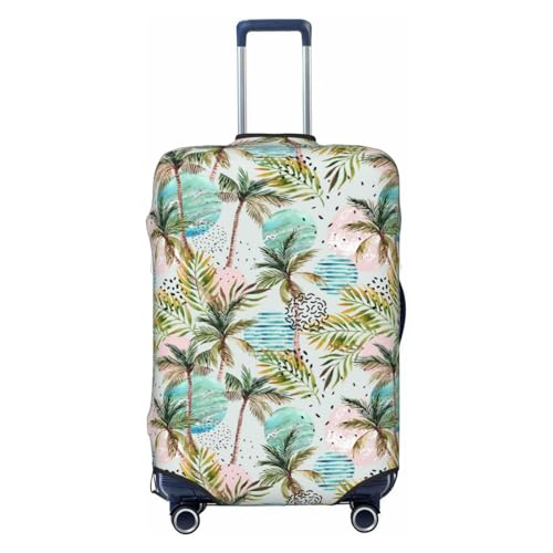 Watercolor Palm Tree Print Luggage Covers For Suitcase,Elastic Washable & Stretchable Suitcase Covers For Luggage, Anti-Scratch - Fits 18-32 Inch Luggage-No Luggage Included