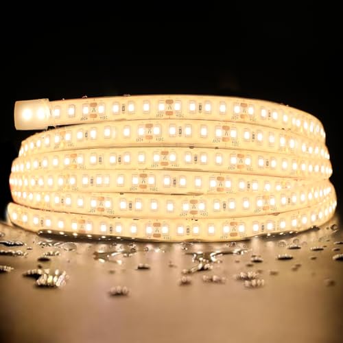 Image of SuperlightingLED 24V 2700K Warm White Sauna Lights High Temperature LED Strip IP68 Waterproof, 5m /16.4ft 600 LEDs Flex Cuttable Rope Lights for Sauna, Bathroom, and Shower Niche (2700K Warm White)