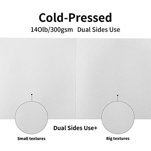 UPGREY Watercolor Paper Pads 35 Sheets Painting Paper 9\"x12\" Sketch Pads Drawing Paper Acid Free Sketchbook Watercolor Journal Cold-Pressed Double Sided for Wet & Dry Media (140lb/300gsm) Pack of 1 - Thumbnail 3