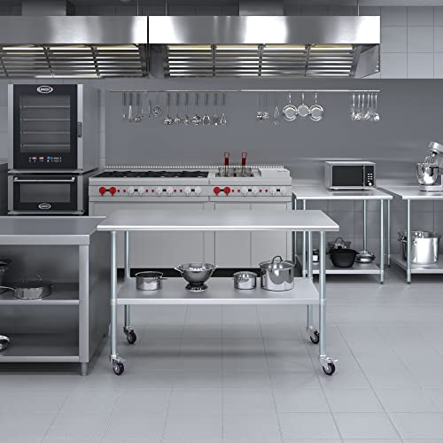 Image of AmGood 60 inch Long x 30 inch Deep Stainless Steel Table with Casters