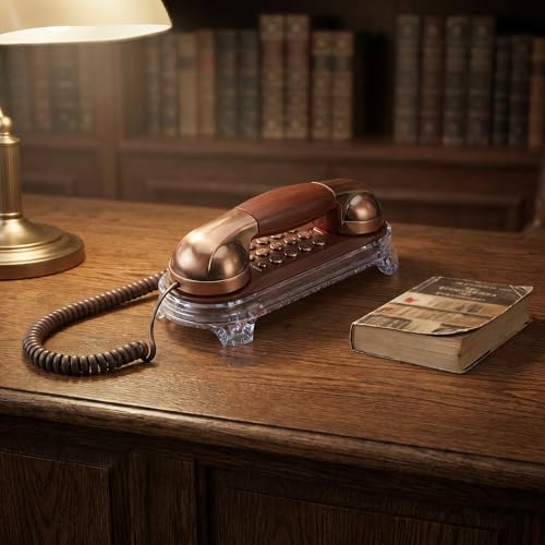 Teléfono retro de mesa con cable analógico y sonido nítido clásico 6
