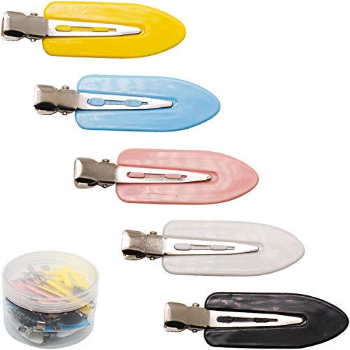 DeD 50 PCS No Bend Hair Clips ,No Crease Hair Clips ,Curl Pin Clips, Makeup Hair Styling Hair Clips for Girls Women with Box Package, 5 Colors