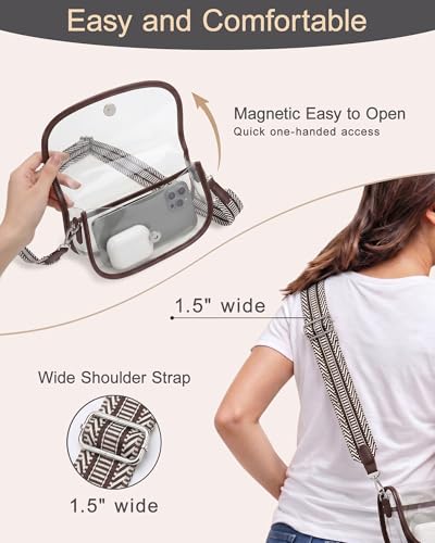 Image of Wuflyover Clear Bag for Stadium Events, Clear Purse Crossbody Bag for Women