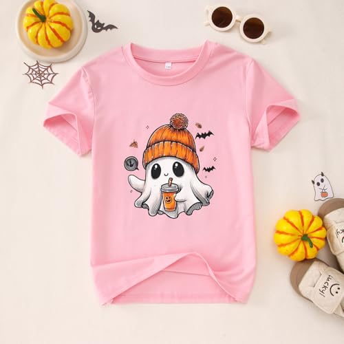 IZYJOY Halloween Shirts for Toddler Baby Girl Boy Cute Ghost Graphic T-Shirts Short Sleeve Spooky Season Tee Tops Fall Outfit4