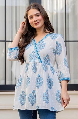 Image of rytras Women Pure Cotton Printed Tunic Top | Comfortable Everyday