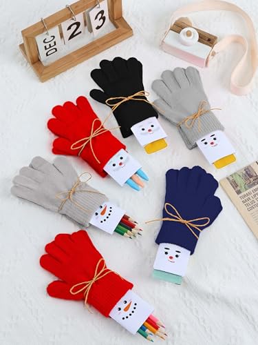 Image of Cooraby 12 Pairs Kid's Winter Magic Gloves Children Stretchy Warm Magic Gloves Boys or Girls Knit Gloves for 6-12 Years