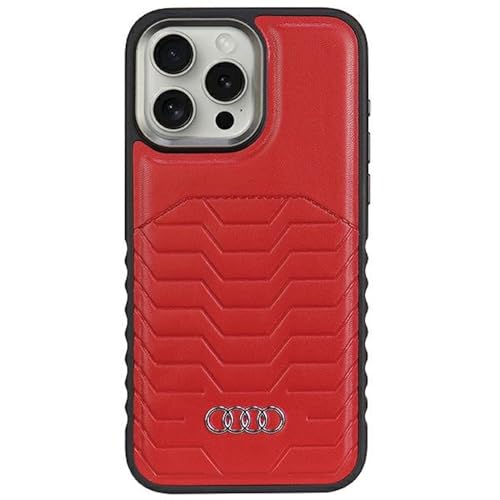 Audi Étui en Cuir synthétique pour iPhone 15 Pro Max 6,7" Rouge hardcase AU-TPUPCMIP15PM-GT/D3-RD