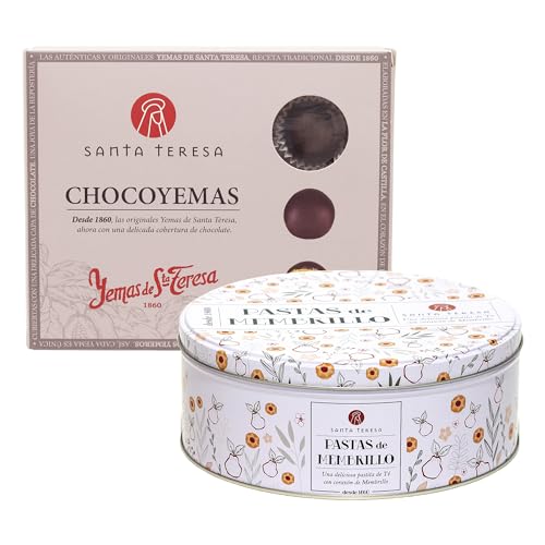 Santa Teresa - Pack Gourmet Detalle Especial - Caja De Chocoyemas Y Lata De Pastas De Membrillo - Elaboradas De Forma Artesanal Con Ingredientes Naturales, Sin Aditivos Ni Conservantes - 740 Gr