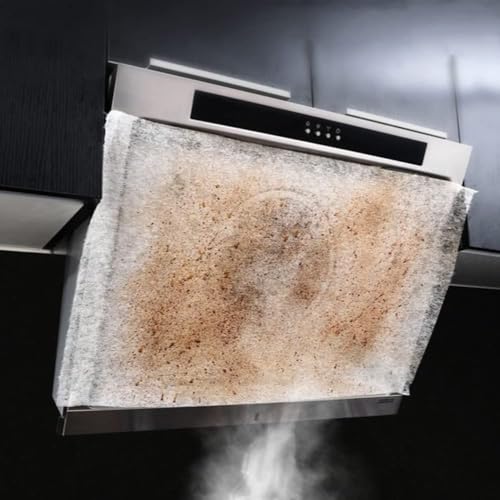 Gkwet 12Pcs Disposable Kitchen Range Hood Oil Absorbing Paper Range Hood Oil Resistant Sticker High Temperature Filter Membrane Universal Film Mesh Cover (43 * 45CM)