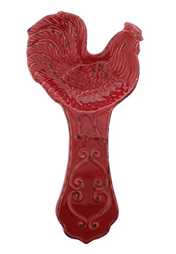 American Atelier Ceramic Rooster Red Spoon Rest