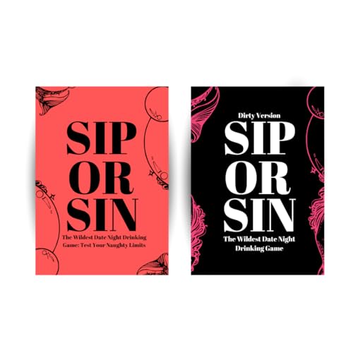Sip Or Sin Bundle - Freaky Couples Game Couple Drinking Game for Romantic Date Night Anniversary Valentines Day Gift. 224 Spicy Dares & Questions for Your Partner. Card Game for Couple