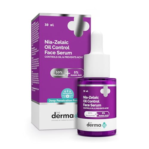 Image of The Derma Co Nia-Zelaic Oil Control Face Serum with 10% Niacinamide & 5% Azelaic Acid | Reduces Acne Marks | Prevents New acne | Controls Oil Production | Kills 99% Of Acne Bacteria| | Face Serum for Women & Men | 30 ml