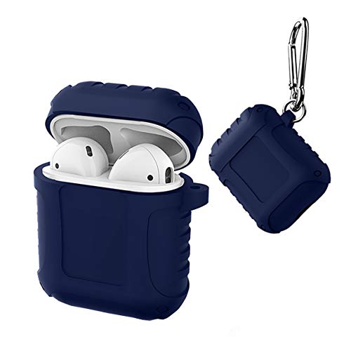 Preisvergleich Produktbild Hexcbay Silikonhülle Apple AirPods, [Ultra Thin] Tragbare stoßsichere Schutzhülle mit Schutzhülle für Apple AirPods 1 Earphone Case (Airpods 1, Navy blau)