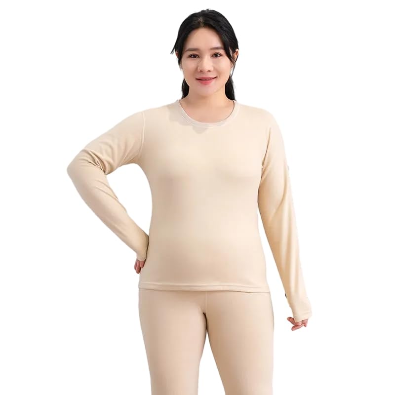OFFSUM Ropa Interior Térmica Mujer - Pantalones Largos De Invierno Y Otoño para Mujer, Traje De Lencería De Talla Grande De 2 Piezas, Tops Ajustados, Ropa Elástica Cálida, Ropa De Descanso Dia