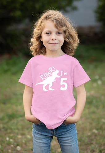 Image of rawr im 5 Year Old Girl Birthday Shirt Dinosaur Roar Five 5th Toddler Outfit Fifth