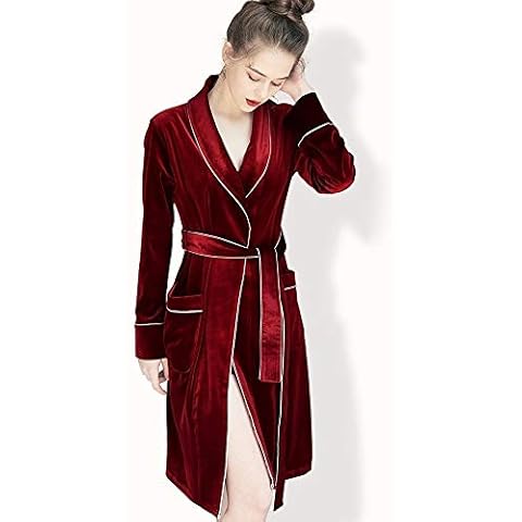 Dressing Gowns For Women Velvet Long Sleeve Robes Wedding Bridesmaid Robes Ladies Nightwear Robe For Pyjamas Party, Sexy/Medium Long Comfortable (Size : L) Cover