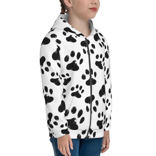 Paw Print Kids Pullover Hoodies Boys Zip Up Sweatshirts Girls Athletic Clothes with Pocket4