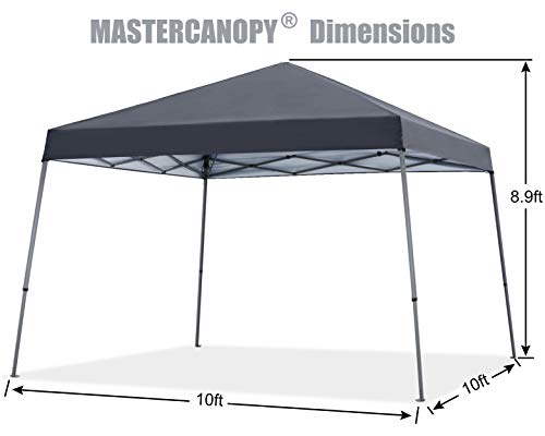 マスターキャノピー（MASTERCANOPY）傾斜脚ワンタッチタープテント 3M 二段階調節 スチールフレーム 防水 UVカット組立簡単 商用 アウトドア用（キャスターバッグ ペグ ロープ ウェイトバッグ付き）(3M,深灰) 4枚目