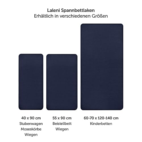 Laleni Jersey Spannbettlaken, 28x73cm, für Baby Beistellbett & Stubenwagen, 100% Baumwolle, Oeko-TEX Zertifiziert, 2er Set, Blau – Ansicht 2