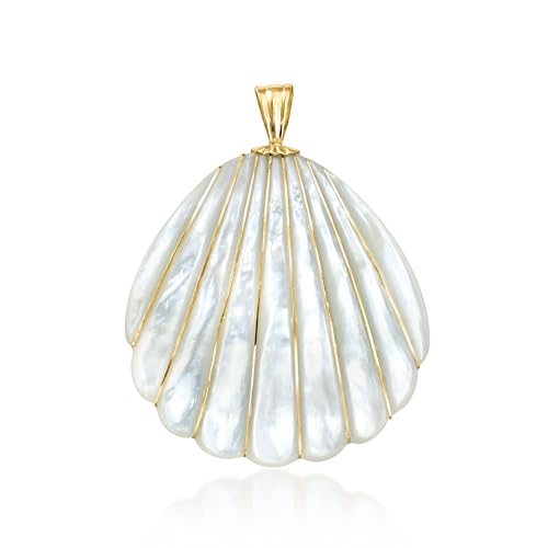 Ross-Simons Mother-Of-Pearl Seashell Pendant With 4-4.5mm Cultured Pearls in 14kt Yellow Gold