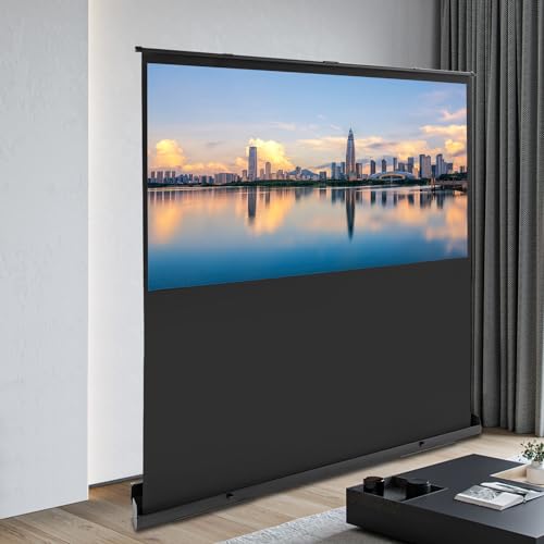Proyector Pull up de 80 pulgadas 16:9 Mobile Business y Home Cinema Proyector Portátil 4K y 8K Ultra Proyector Pantalla Proyector de Suelo Pantalla 170 x 100 cm, No requiere montaje