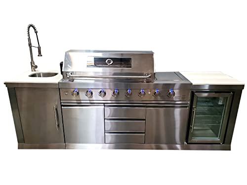 3 Piece Stainless Steel Outdoor Island BBQ Kitchen...