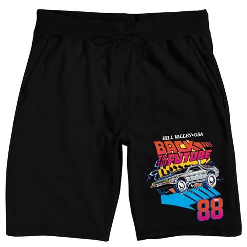 Back to The Future Delorean 88 Adult Black Sleep Pajama Shorts