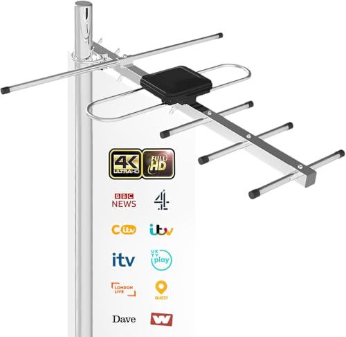 Antenne numérique haute performance 4K avec câble 8m pour un signal TV stable