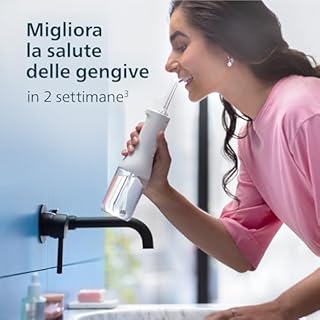 Philips Sonicare Irrigatore Orale Power Flosser 3000 Cordless - Per Denti e Gengive - Bianco Modello HX3826/31, Sonicare 3000, Bianco