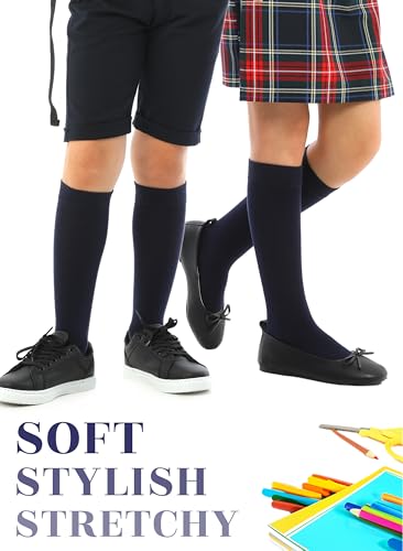 Image of Knee High Socks for Girls Boys Toddlers, Unisex Little Kids, Soft, Long School Uniform Socks 3-14 Years Old, 3 6 9 Pairs
