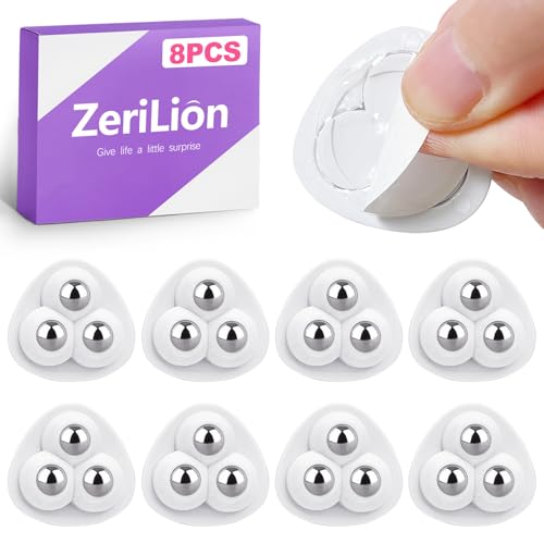 8 Pack Self AdhesiveKitchen Appliance Casters, 360° Swivel - Small Appliance Rollers, Wheels for Countertop, Easy Move Furniture, White