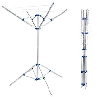 CROWNSHOP Rotary Washing Line 4 Arms 15M Metres of Clothes Line 142x142x160cm Washing Line Airers Clothes Airer Outdoor Portable Foldable Freestanding for Indoor Outdoor Dryer Caravan