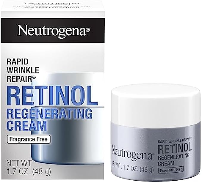 Neutrogena Retinol Face Moisturizer, Rapid Wrinkle Repair, Fragrance Free, Daily Anti-Aging Face Cream with Retinol & Hyaluronic Acid to Fight Fine Lines, Wrinkles, & Dark Spots, 1.7 oz