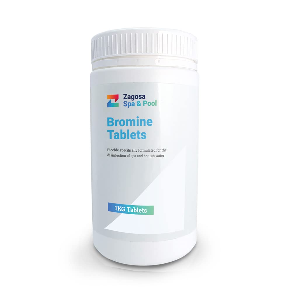 Zagosa Bromine Tablets 1kg - Primary Water Sanitiser for Spas, Pools, Hot Tubs and Inflatables Spas - 1kg Bromine Tablets Slow Release