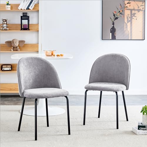 ATSNOW Light Grey Upholstered Dining Cha…