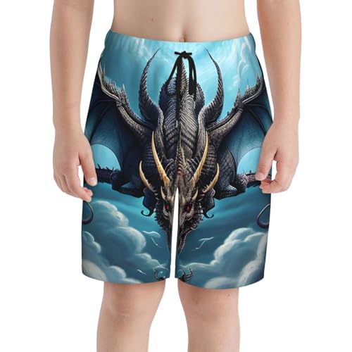 Flying Dragon Youth Beach Pants, Soft and Breathable, with Drawstring Waist, Suitable for Sports and Leisure.3