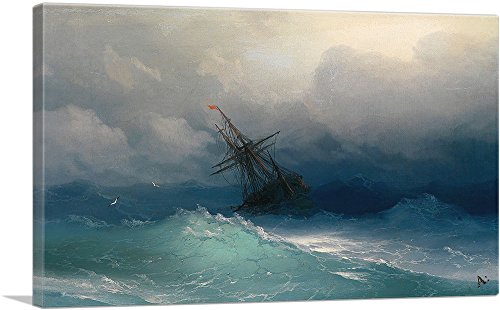 ARTCANVAS Ship in the Stormy Sea 1858 Canvas Art Print