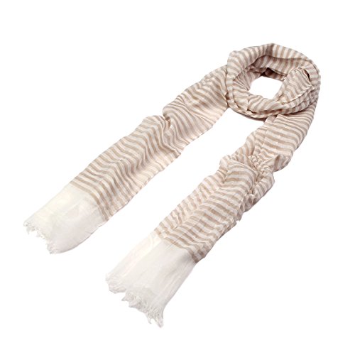 TrendsBlue Pure Cotton Lightweight Narrow Striped Fashion Scarf2