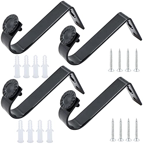 jinminamz 4 Stücke Deckenhalterung für Gardinenstangen, Gardinenstangen Halterung, Gardinenstangenhalter, Schwarz Wandhalterung Vorhangstangenhalter für Gardinenstangen Durchmesser innerhalb von 22mm Cover