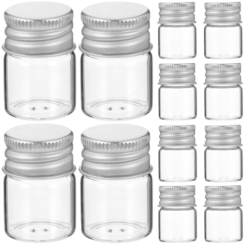 VICASKY Lot de 12 mini bouteilles en verre avec couvercle à remplir - Bouteilles secrètes - Anti-douleur - Avec bouchon à vis scellé - Flacons transparents