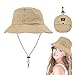 Women's Sun Hat Kopfumfang 21-24in Klappbarer Sonnenhut Damen Sommer Safari Hut Herren mit UV Schutz Summer Hat wasserdicht schnelltrocknend Outdoor Reise Strand Urlaub Camping Angeln(Khaki)