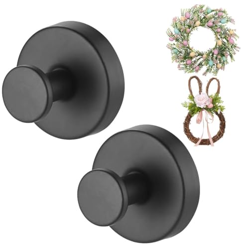 Black Wreath Door Hanger Heavy Duty Wreath Suction Cup Hooks for Fall Halloween Christmas Decorations 2 Pack Strong Reusable Wreath Hangers Welcome Sign Front Door Window Glass Indoor Outdoor